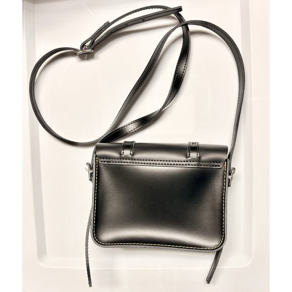 Dr Martens Black Leather Bag Buckle Crossbody Biker Womans Unused 8x5" Saddle - Picture 2 of 8
